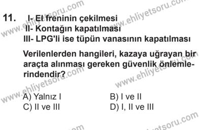 22 Mart 2015 Tarihli Sürücü Adayları Sınavı M Kitapçığı 11. Soru