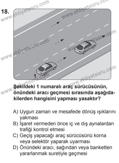 22 Mart 2015 Tarihli Sürücü Adayları Sınavı M Kitapçığı 18. Soru