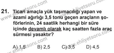 22 Mart 2015 Tarihli Sürücü Adayları Sınavı M Kitapçığı 21. Soru