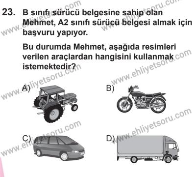 22 Mart 2015 Tarihli Sürücü Adayları Sınavı M Kitapçığı 23. Soru
