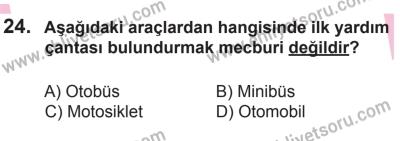22 Mart 2015 Tarihli Sürücü Adayları Sınavı M Kitapçığı 24. Soru