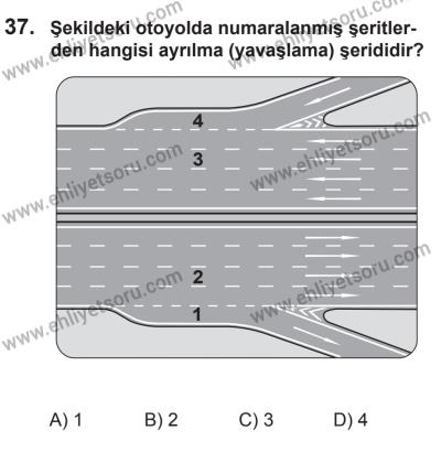 22 Mart 2015 Tarihli Sürücü Adayları Sınavı M Kitapçığı 37. Soru
