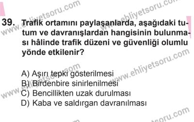 22 Mart 2015 Tarihli Sürücü Adayları Sınavı M Kitapçığı 39. Soru