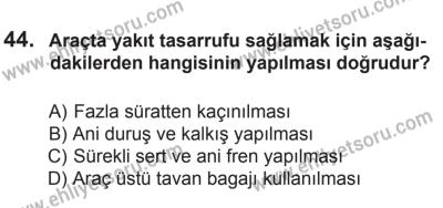 22 Mart 2015 Tarihli Sürücü Adayları Sınavı M Kitapçığı 44. Soru