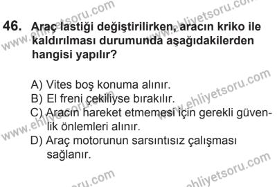 22 Mart 2015 Tarihli Sürücü Adayları Sınavı M Kitapçığı 46. Soru