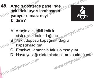 22 Mart 2015 Tarihli Sürücü Adayları Sınavı M Kitapçığı 49. Soru