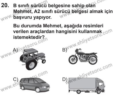 22 Mart 2015 Tarihli Sürücü Adayları Sınavı N Kitapçığı 20. Soru