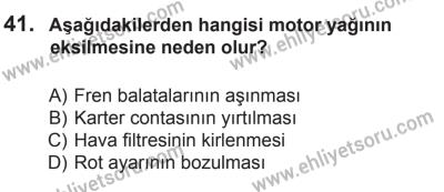 22 Mart 2015 Tarihli Sürücü Adayları Sınavı N Kitapçığı 41. Soru