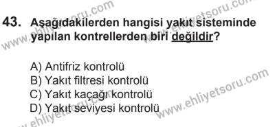 22 Mart 2015 Tarihli Sürücü Adayları Sınavı N Kitapçığı 43. Soru