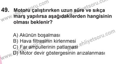 22 Mart 2015 Tarihli Sürücü Adayları Sınavı N Kitapçığı 49. Soru