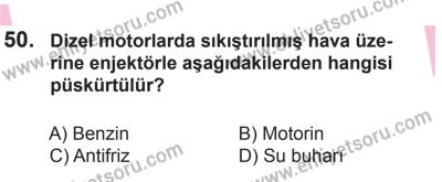 22 Mart 2015 Tarihli Sürücü Adayları Sınavı N Kitapçığı 50. Soru