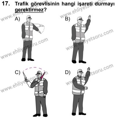 23 Aralık 2017 Tarihli Sürücü Adayları Sınavı K Kitapçığı 1. Oturum 17. Soru