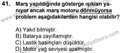 23 Aralık 2017 Tarihli Sürücü Adayları Sınavı K Kitapçığı 1. Oturum 41. Soru