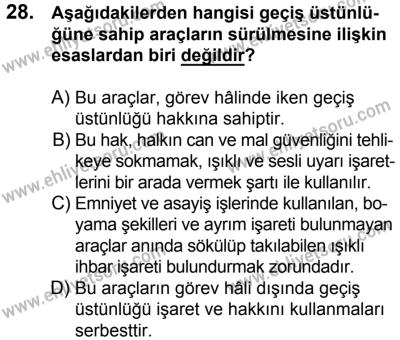 23 Aralık 2017 Tarihli Sürücü Adayları Sınavı K Kitapçığı 2. Oturum 28. Soru