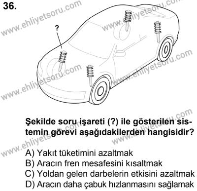 23 Aralık 2017 Tarihli Sürücü Adayları Sınavı K Kitapçığı 2. Oturum 36. Soru