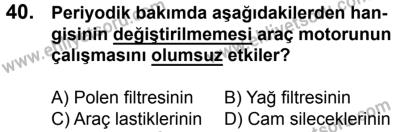 23 Aralık 2017 Tarihli Sürücü Adayları Sınavı K Kitapçığı 2. Oturum 40. Soru
