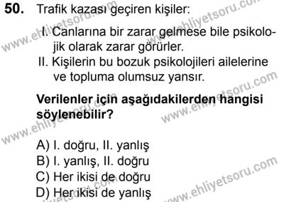 23 Aralık 2017 Tarihli Sürücü Adayları Sınavı K Kitapçığı 2. Oturum 50. Soru