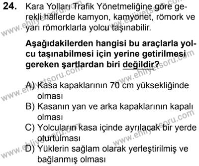 23 Aralık 2017 Tarihli Sürücü Adayları Sınavı L Kitapçığı 1. Oturum 24. Soru