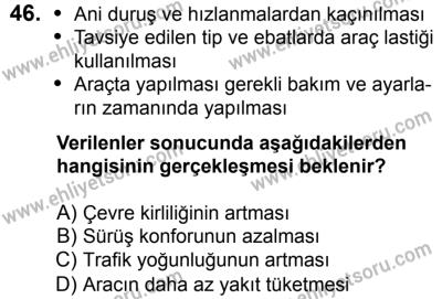 23 Aralık 2017 Tarihli Sürücü Adayları Sınavı L Kitapçığı 1. Oturum 46. Soru