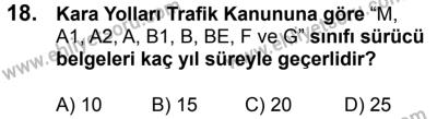 23 Aralık 2017 Tarihli Sürücü Adayları Sınavı L Kitapçığı 2. Oturum 18. Soru