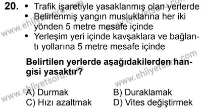 23 Aralık 2017 Tarihli Sürücü Adayları Sınavı L Kitapçığı 2. Oturum 20. Soru