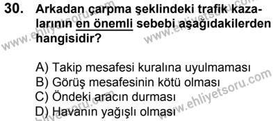 23 Aralık 2017 Tarihli Sürücü Adayları Sınavı L Kitapçığı 2. Oturum 30. Soru