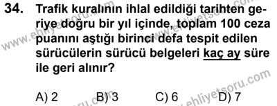23 Aralık 2017 Tarihli Sürücü Adayları Sınavı L Kitapçığı 2. Oturum 34. Soru