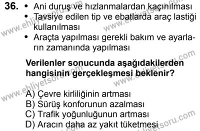 23 Aralık 2017 Tarihli Sürücü Adayları Sınavı L Kitapçığı 2. Oturum 36. Soru