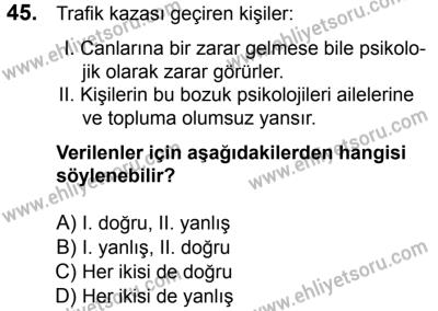 23 Aralık 2017 Tarihli Sürücü Adayları Sınavı L Kitapçığı 2. Oturum 45. Soru