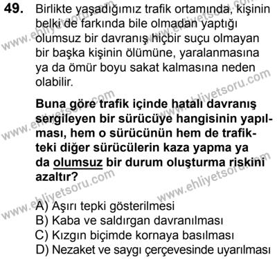 23 Aralık 2017 Tarihli Sürücü Adayları Sınavı L Kitapçığı 2. Oturum 49. Soru