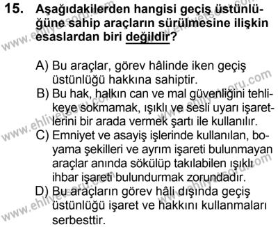 23 Aralık 2017 Tarihli Sürücü Adayları Sınavı M Kitapçığı 2. Oturum 15. Soru