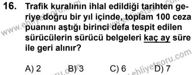 23 Aralık 2017 Tarihli Sürücü Adayları Sınavı M Kitapçığı 2. Oturum 16. Soru