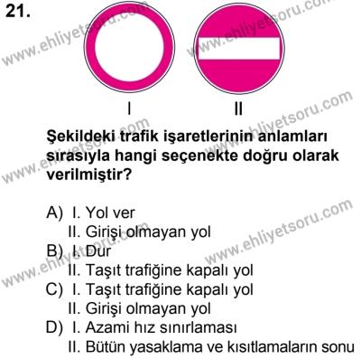23 Aralık 2017 Tarihli Sürücü Adayları Sınavı M Kitapçığı 2. Oturum 21. Soru