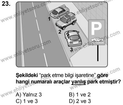 23 Aralık 2017 Tarihli Sürücü Adayları Sınavı M Kitapçığı 2. Oturum 23. Soru