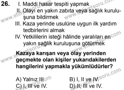 23 Aralık 2017 Tarihli Sürücü Adayları Sınavı M Kitapçığı 2. Oturum 26. Soru