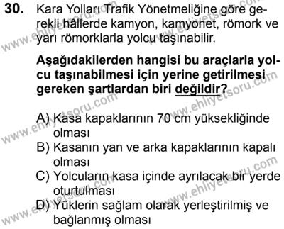 23 Aralık 2017 Tarihli Sürücü Adayları Sınavı M Kitapçığı 2. Oturum 30. Soru