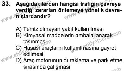 23 Aralık 2017 Tarihli Sürücü Adayları Sınavı M Kitapçığı 2. Oturum 33. Soru