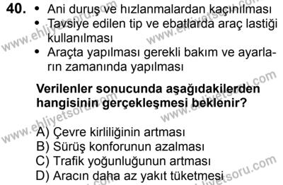 23 Aralık 2017 Tarihli Sürücü Adayları Sınavı M Kitapçığı 2. Oturum 40. Soru