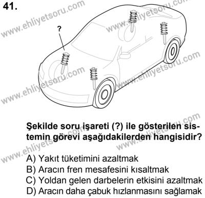 23 Aralık 2017 Tarihli Sürücü Adayları Sınavı M Kitapçığı 2. Oturum 41. Soru