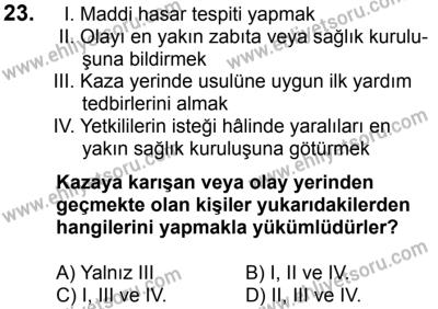 23 Aralık 2017 Tarihli Sürücü Adayları Sınavı N Kitapçığı 2. Oturum 23. Soru