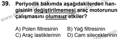 23 Aralık 2017 Tarihli Sürücü Adayları Sınavı N Kitapçığı 2. Oturum 39. Soru