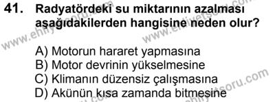 23 Aralık 2017 Tarihli Sürücü Adayları Sınavı N Kitapçığı 2. Oturum 41. Soru