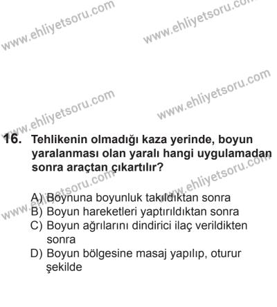24 Ağustos 2013 Tarihli Sürücü Adayları Sınavı K Kitapçığı 16. Soru