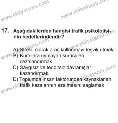 24 Ağustos 2013 Tarihli Sürücü Adayları Sınavı K Kitapçığı 17. Soru
