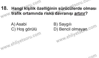 24 Ağustos 2013 Tarihli Sürücü Adayları Sınavı K Kitapçığı 18. Soru