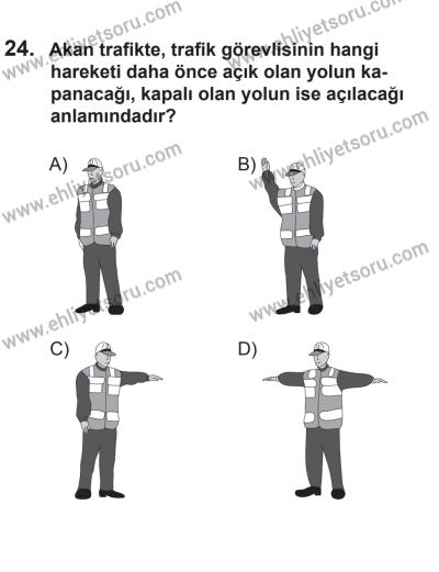 24 Ağustos 2013 Tarihli Sürücü Adayları Sınavı K Kitapçığı 24. Soru