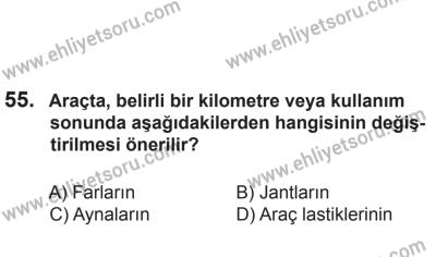 24 Ağustos 2013 Tarihli Sürücü Adayları Sınavı K Kitapçığı 55. Soru