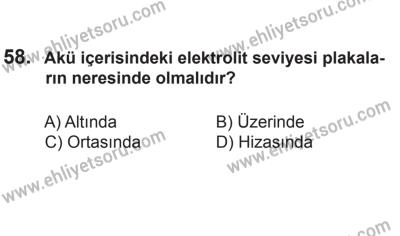 24 Ağustos 2013 Tarihli Sürücü Adayları Sınavı K Kitapçığı 58. Soru