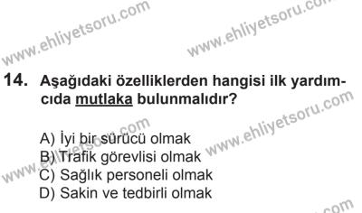 24 Ağustos 2013 Tarihli Sürücü Adayları Sınavı L Kitapçığı 14. Soru
