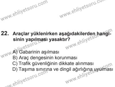 24 Ağustos 2013 Tarihli Sürücü Adayları Sınavı L Kitapçığı 22. Soru
